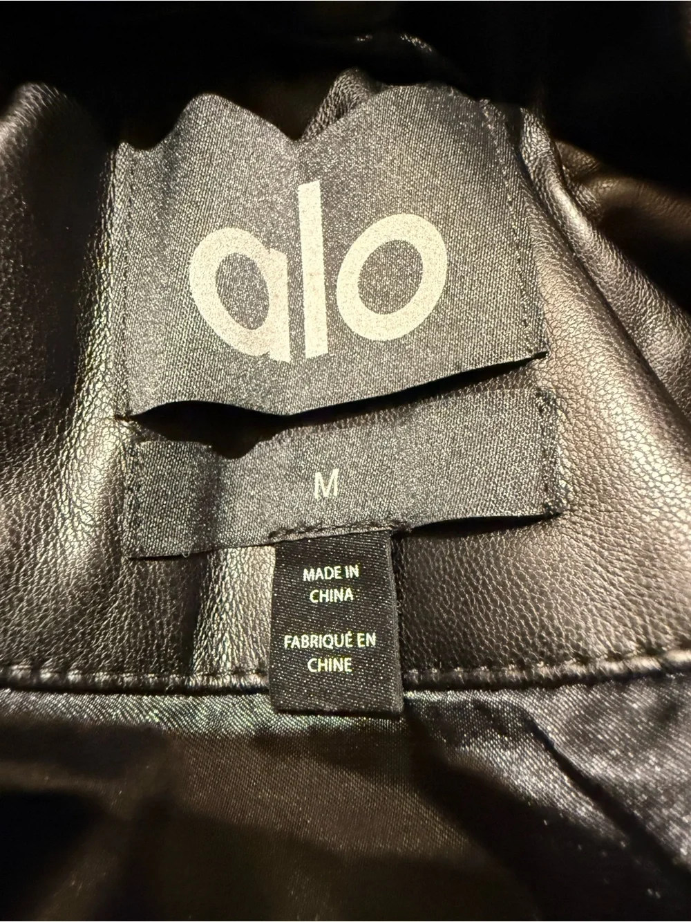 ALO Yoga Faux Leather Boss Puffer Jacket Black Size M